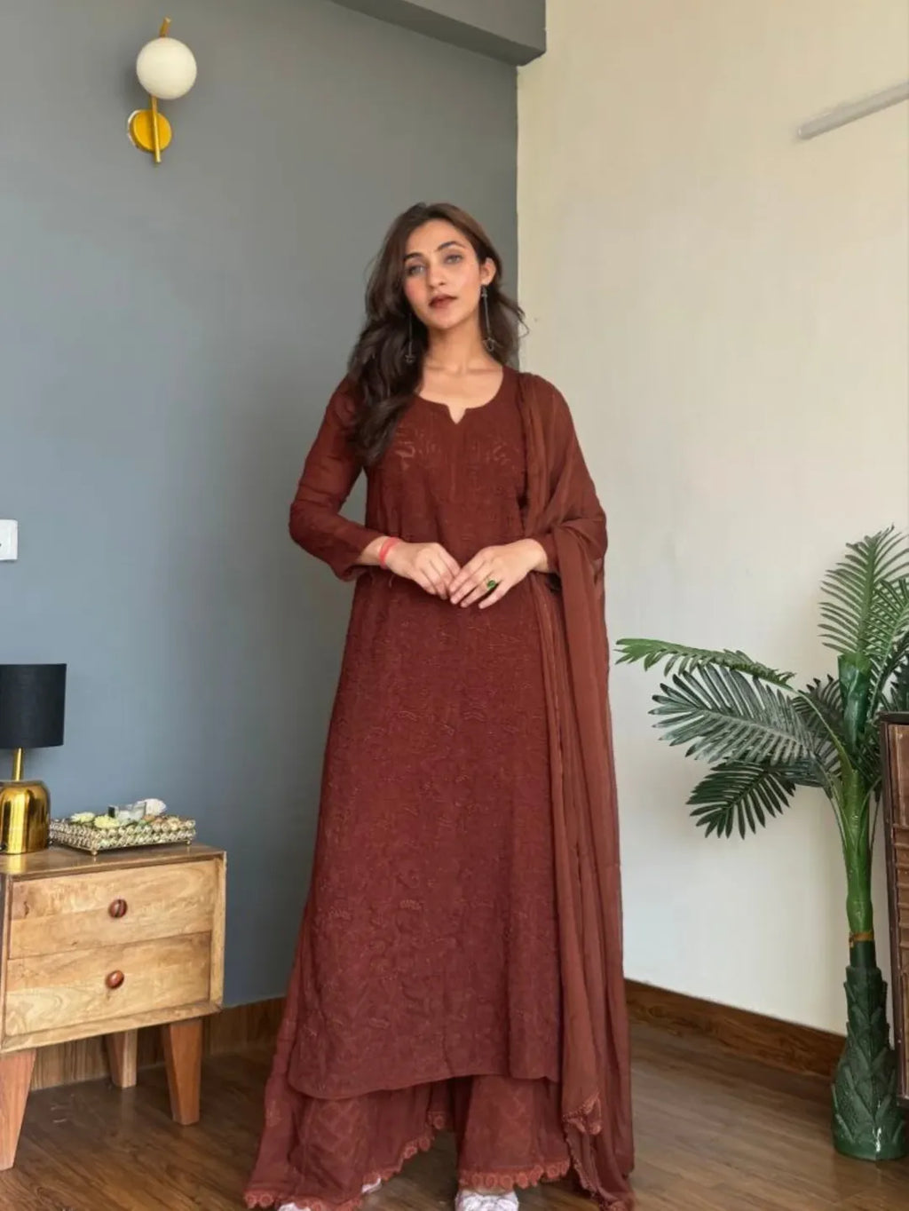 Meher Cocoa Chikankari Kurta Set