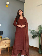 Meher Cocoa Chikankari Kurta Set