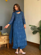 Zoya Azure Chikankari Kurta Set