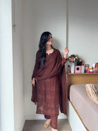 Zarika Mocha Chikankari Kurta Set