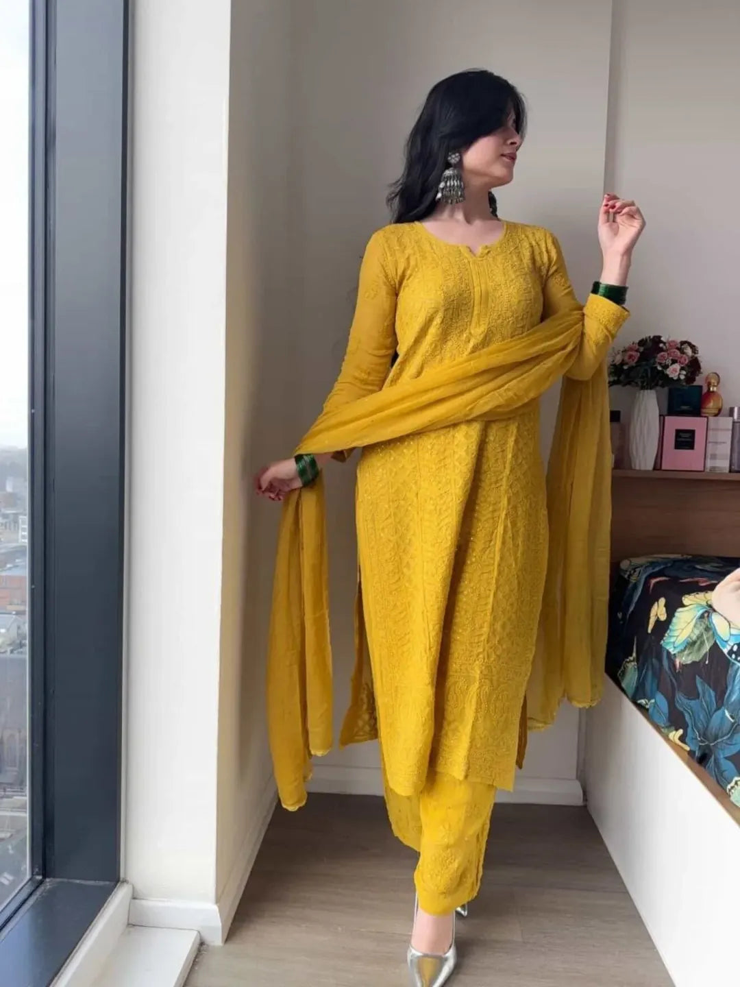 Noor Sunshine Chikankari Kurta Set