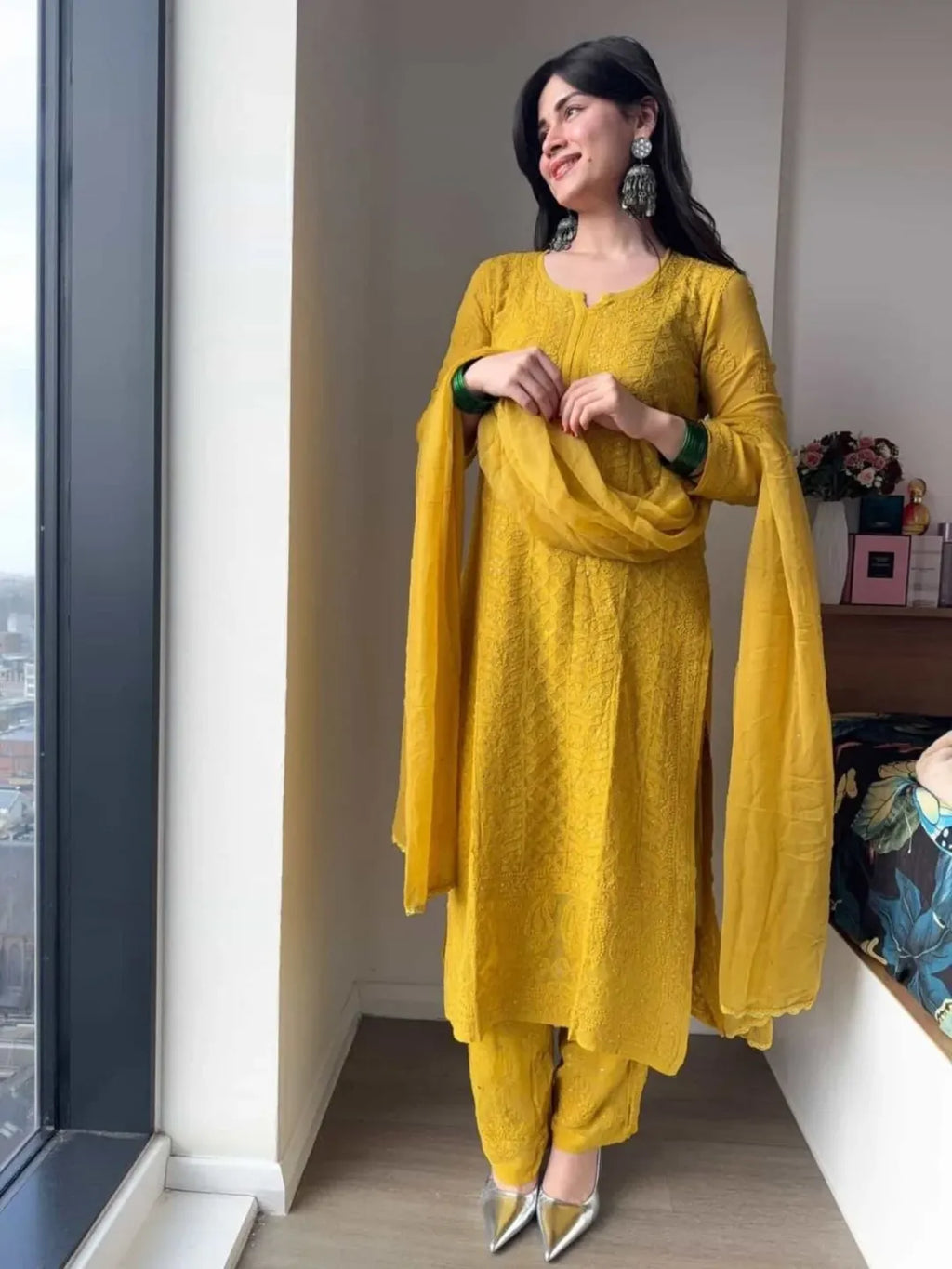 Noor Sunshine Chikankari Kurta Set