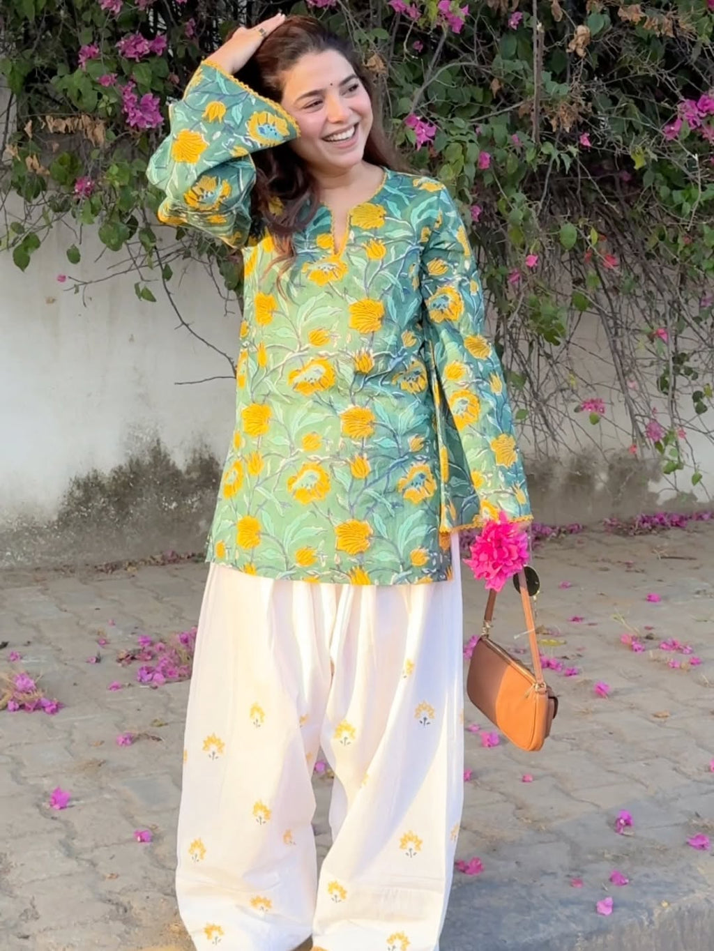 Sunflower Bloom Cotton Kurta Set