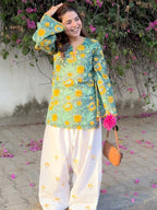 Sunflower Bloom Cotton Kurta Set