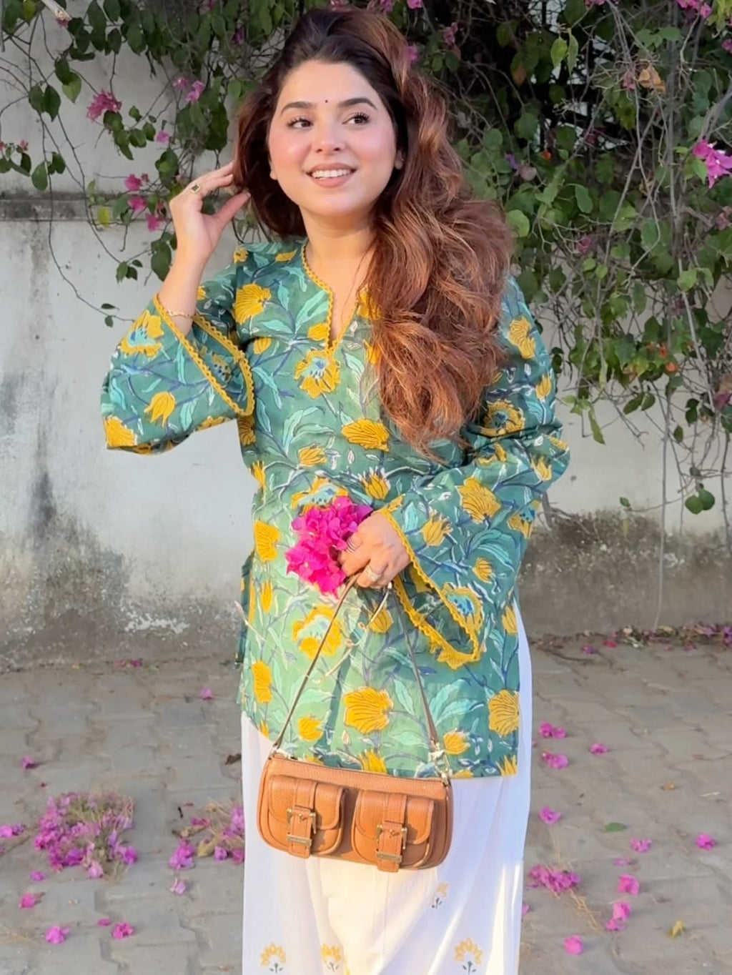 Sunflower Bloom Cotton Kurta Set
