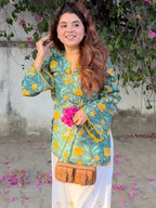 Sunflower Bloom Cotton Kurta Set