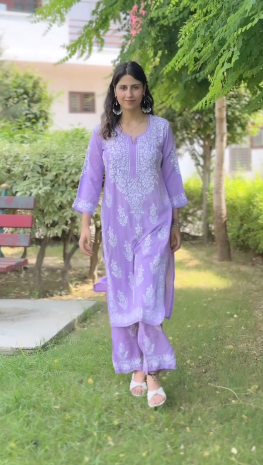 Harshita Olive Cotton Chikankari Straight Kurta Set