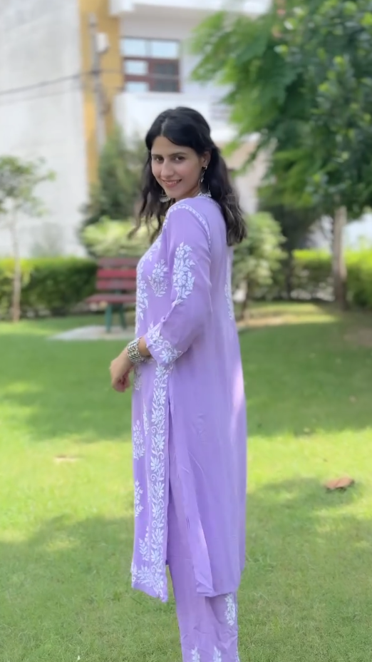 Harshita Olive Cotton Chikankari Straight Kurta Set