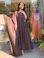 Multi embroidery Coffee dress