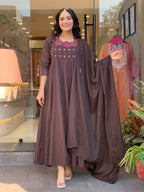 Multi embroidery Coffee dress