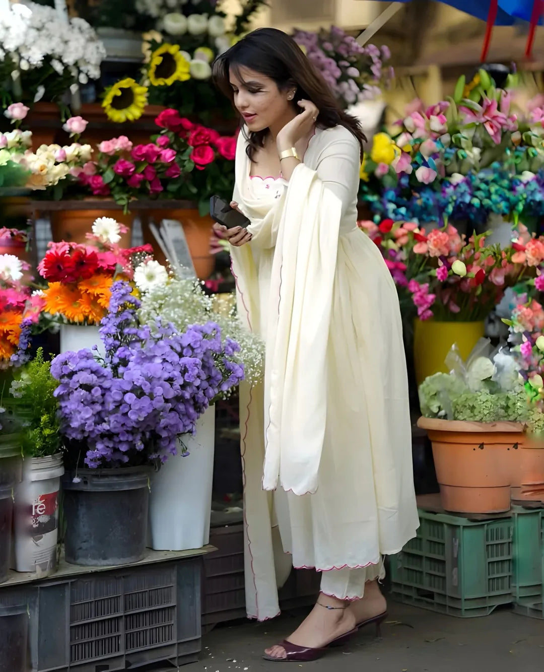 Aarohi Ivory Bloom Anarkali