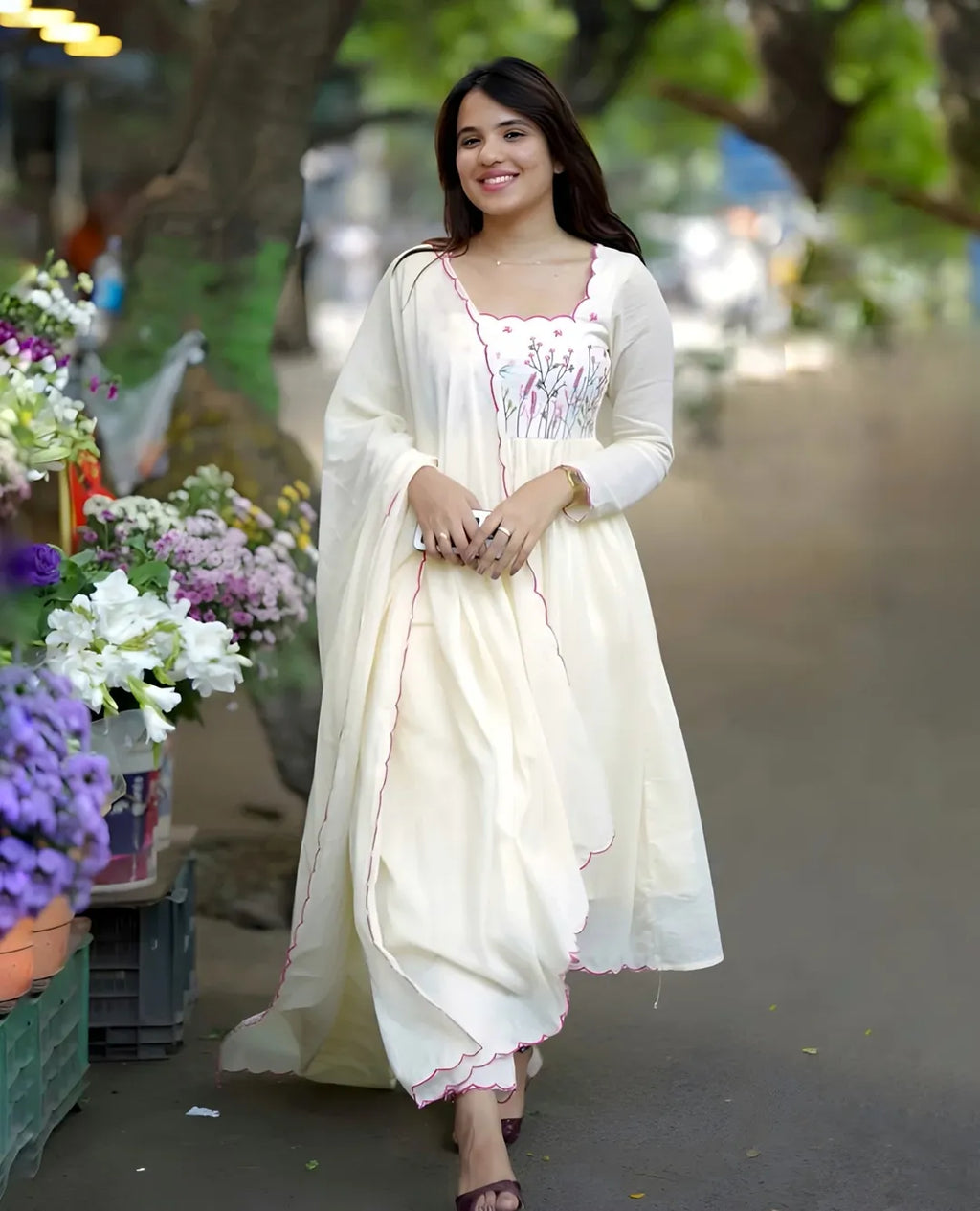 Aarohi Ivory Bloom Anarkali