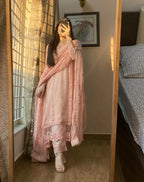 Barkha Whisper Pink Chiffon Embroidered 4PC Dress