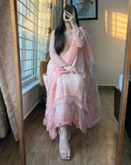 Barkha Whisper Pink Chiffon Embroidered 4PC Dress