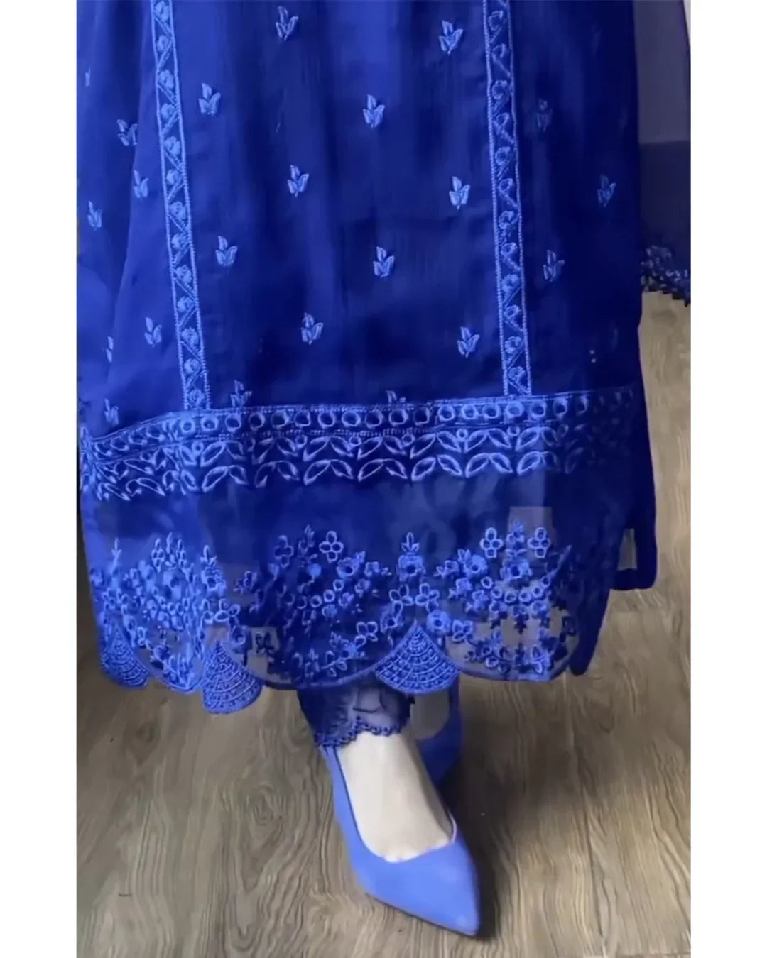 Aalina Navy Delight Chiffon Embroidered 4PC Dress
