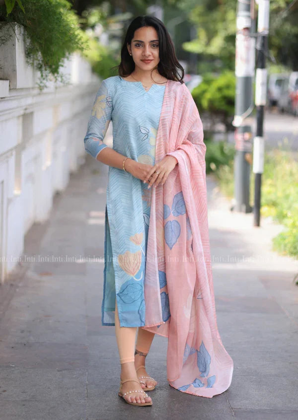 Meera Snow Glint Top Dupatta Set