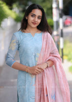 Meera Snow Glint Top Dupatta Set