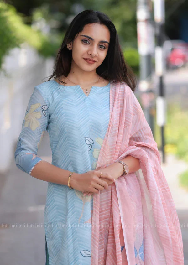 Meera Snow Glint Top Dupatta Set