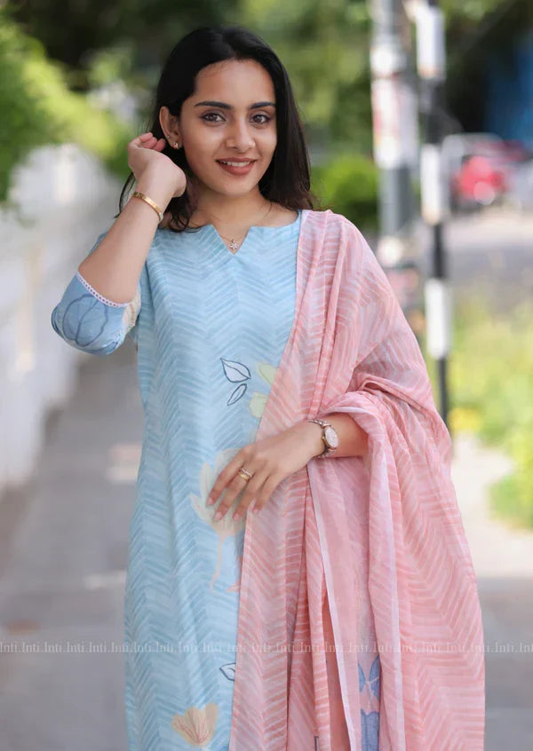 Meera Snow Glint Top Dupatta Set