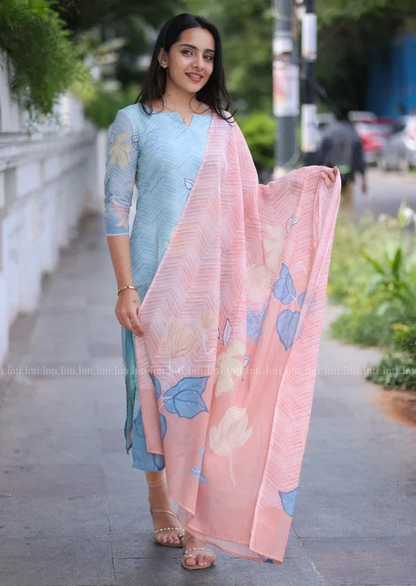 Meera Snow Glint Top Dupatta Set