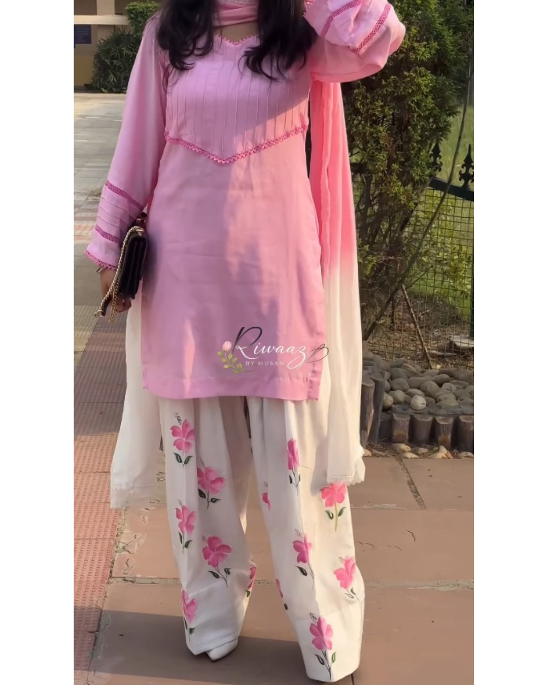 Riwaaz Bloom Cotton Kurti Palazzo Set