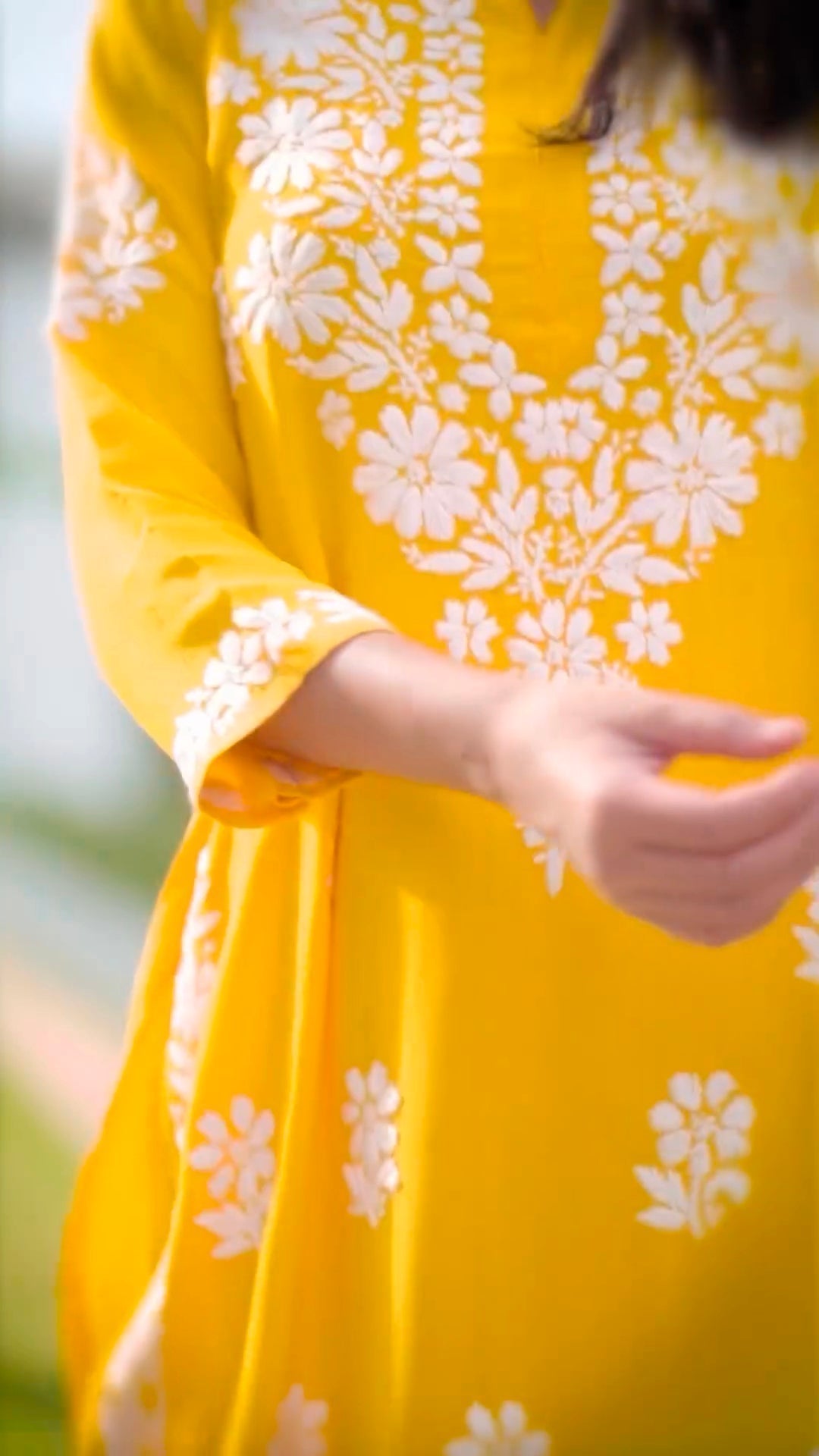 Liyana Yellow Lucknowi Chikankari Kurti Pant Set