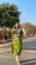 Rivika Green Chikankari Exclusive Kurti Pant Set