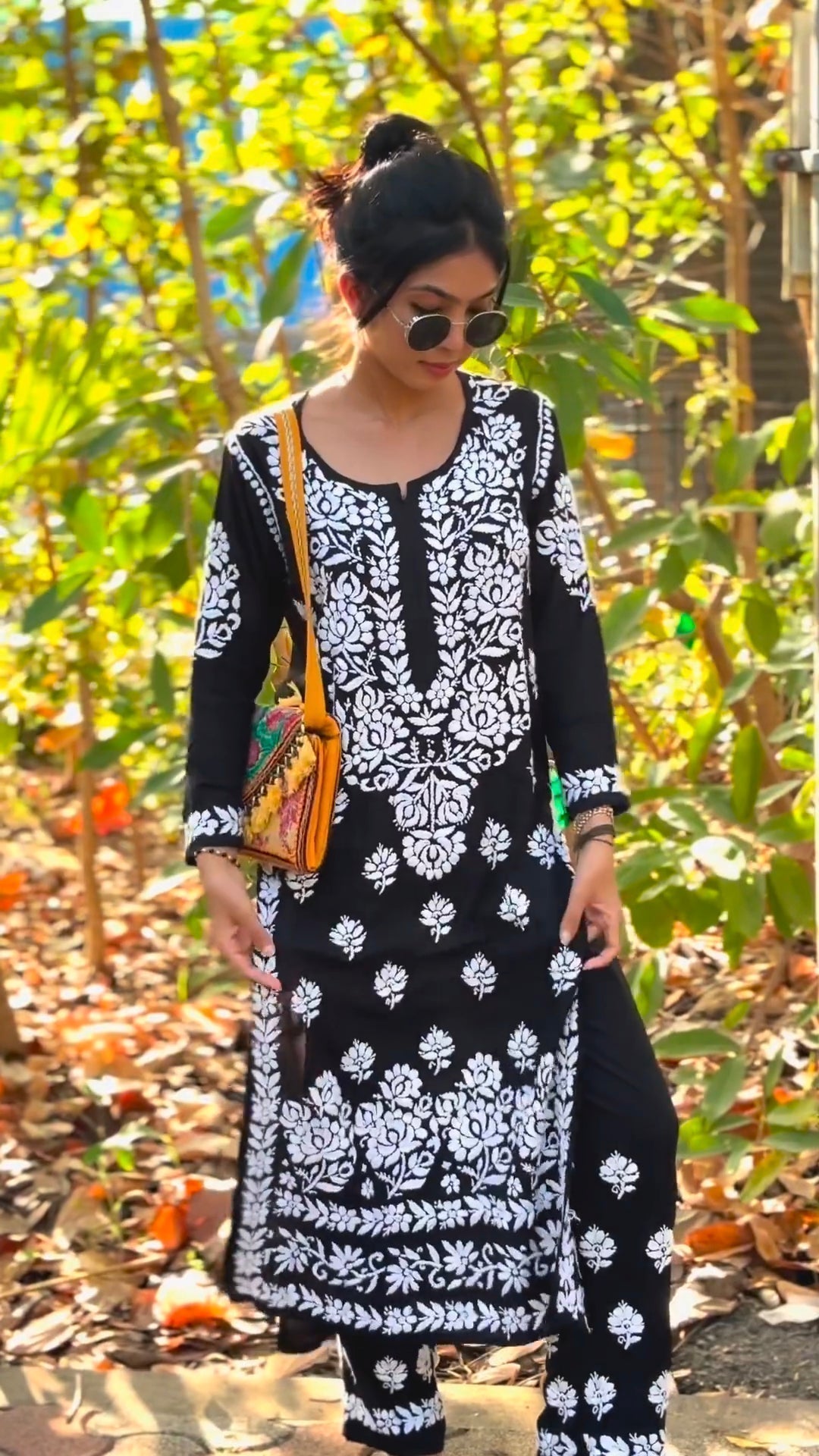Indira Black Chikankari Kurti Pant Set