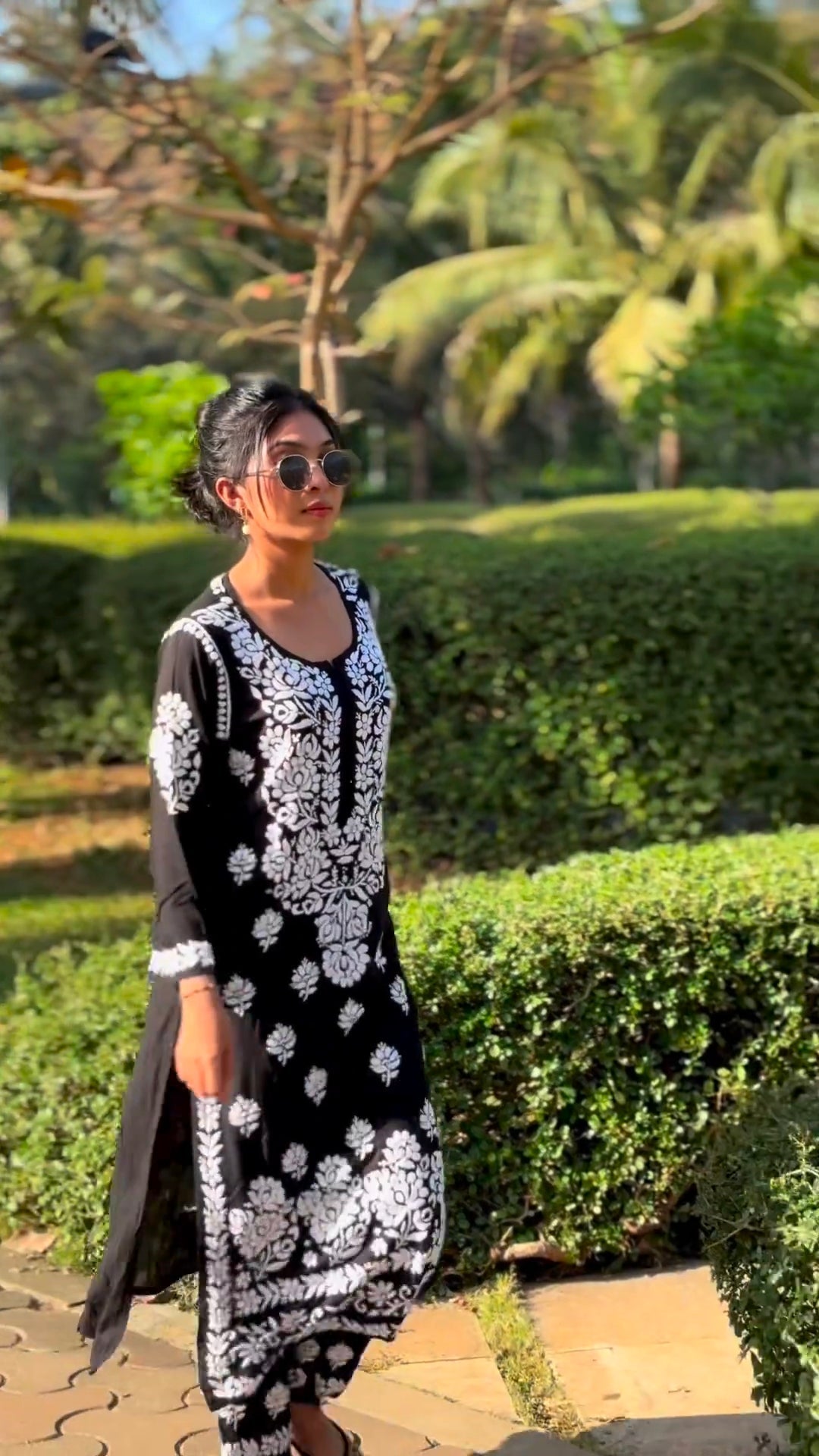 Indira Black Chikankari Kurti Pant Set