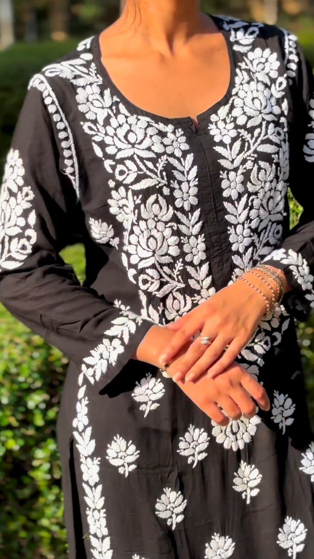 Indira Black Chikankari Kurti Pant Set