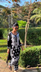 Indira Black Chikankari Kurti Pant Set