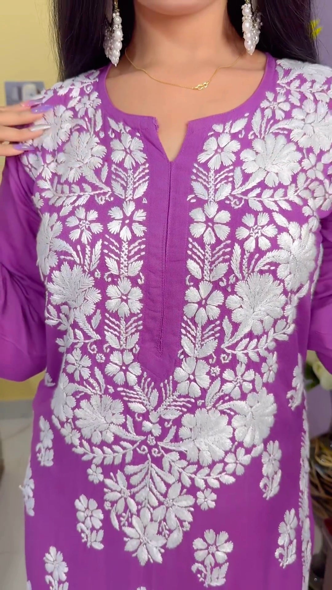 Apoorva Royal Purple Chikankari Kurti Pant Set
