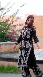 Fiza Black Chikankari Kurti Pant Set