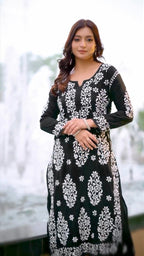 Fiza Black Chikankari Kurti Pant Set