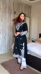 Nirvi Black Pure Chiffon Dupatta with Mukaish