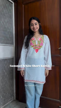 Qiyana Kashmiri Airwork Cotton Short Kurta