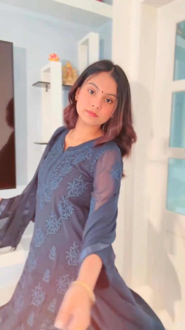 Vasudha Chikankari Kurta Palazzo Dupatta Set