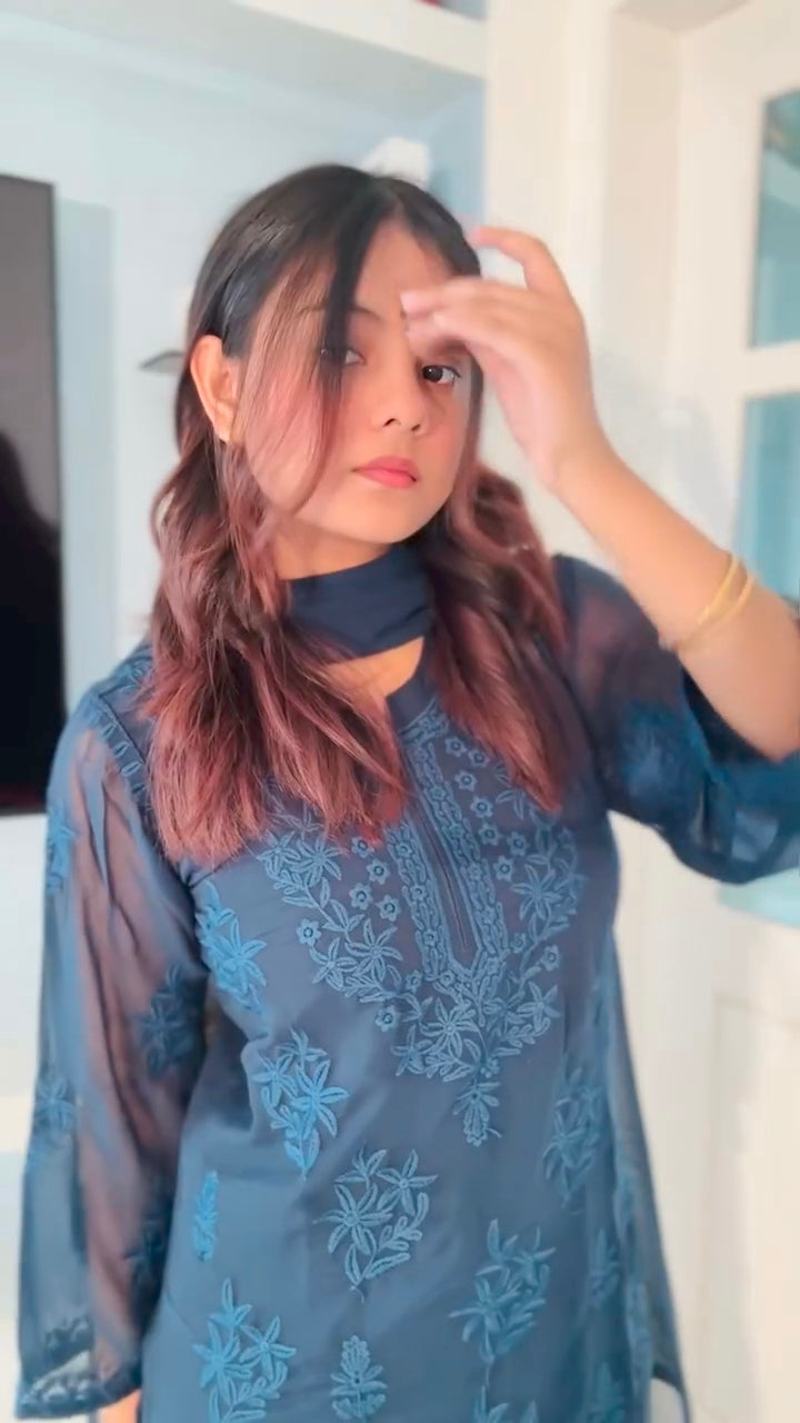 Vasudha Chikankari Kurta Palazzo Dupatta Set