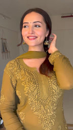 Noor Ivory Georgette Straight Kurta Set