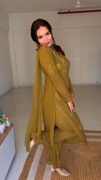 Noor Ivory Georgette Straight Kurta Set