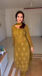 Noor Ivory Georgette Straight Kurta Set