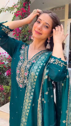 Ruhani Teej Special Dola Silk Suit