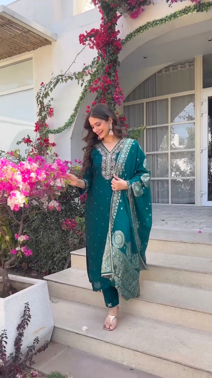 Ruhani Teej Special Dola Silk Suit