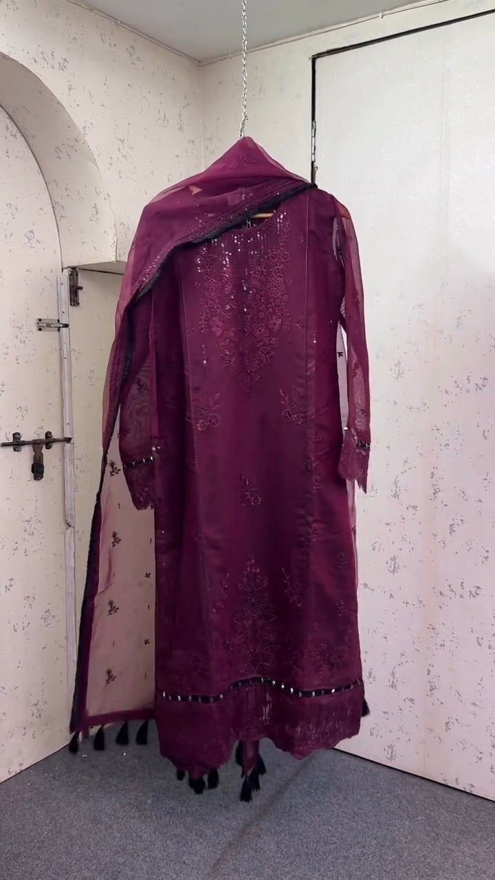 Darpana Wine 3PC Kurta Set