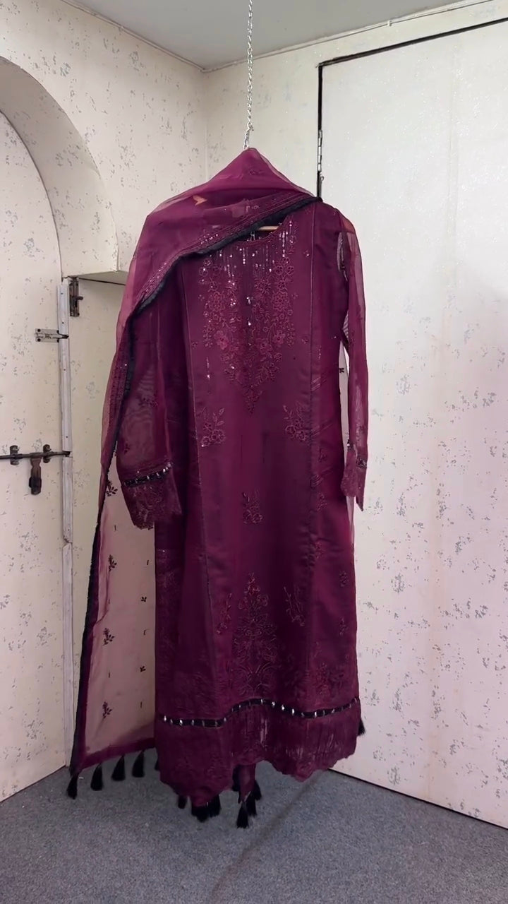 Darpana Wine 3PC Kurta Set