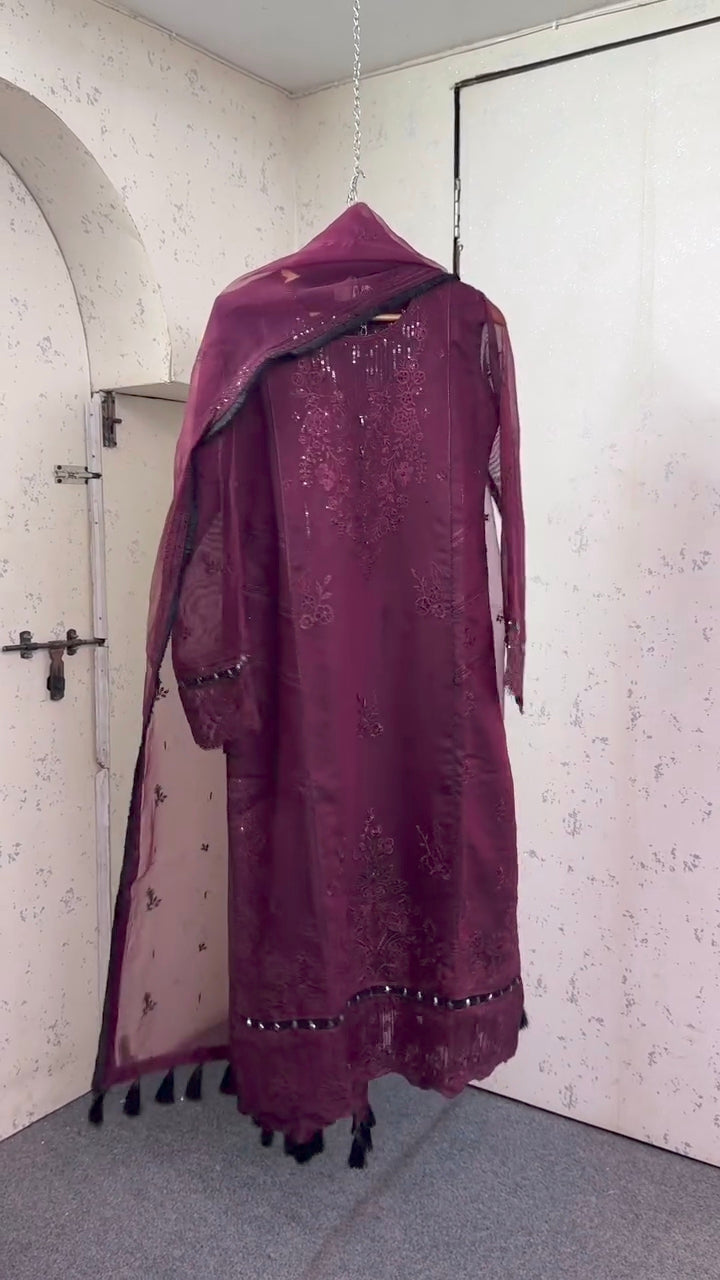 Darpana Wine 3PC Kurta Set