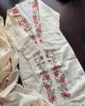 Oorja Ivory Kora Cotton Embroidered Suit