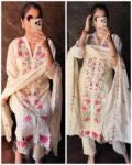 Oorja Ivory Kora Cotton Embroidered Suit