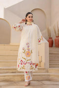 Noor Ivory Cotton Embroidered Suit