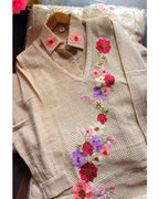 Premium Jute Coverup Coord with Applique 3D Flowers